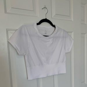Aerie Offline Cropped Active Tee - White